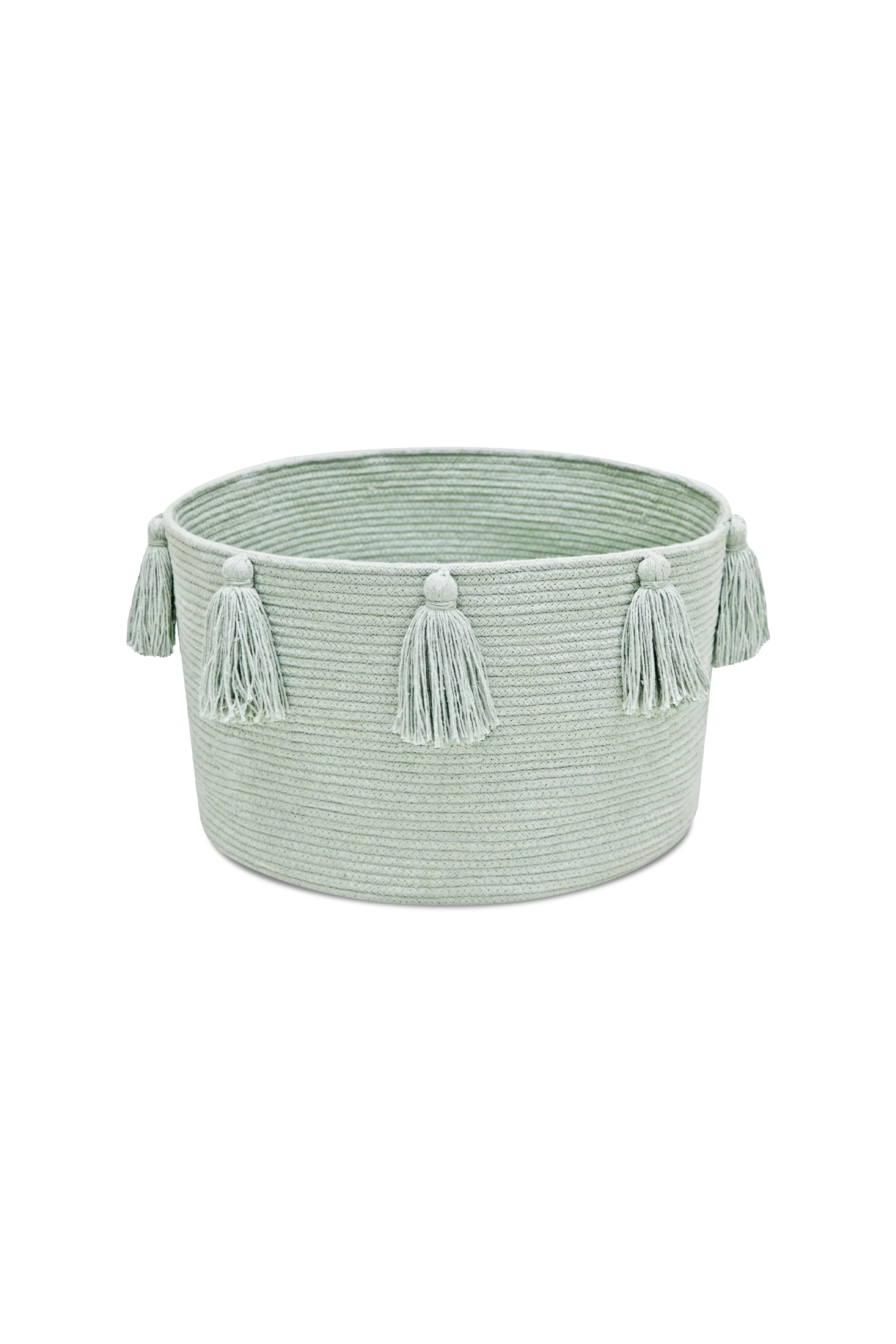 BASKET NEW TASSELS BLUE SAGE