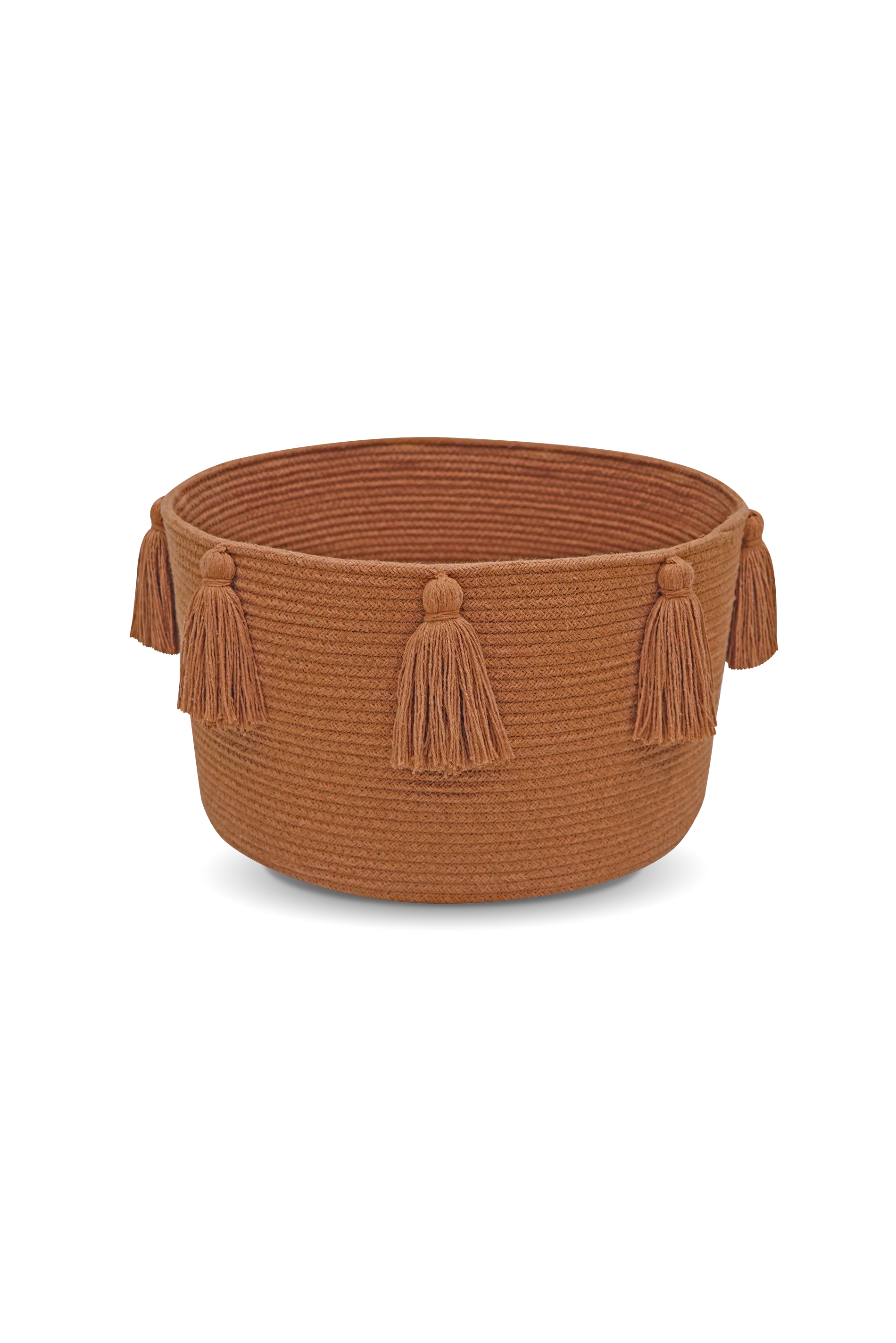 BASKET NEW TASSELS CHESTNUT
