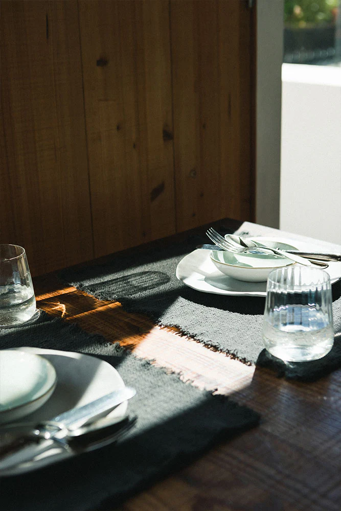 Handloom Placemats Dark grey (Set of 4) - Image 3