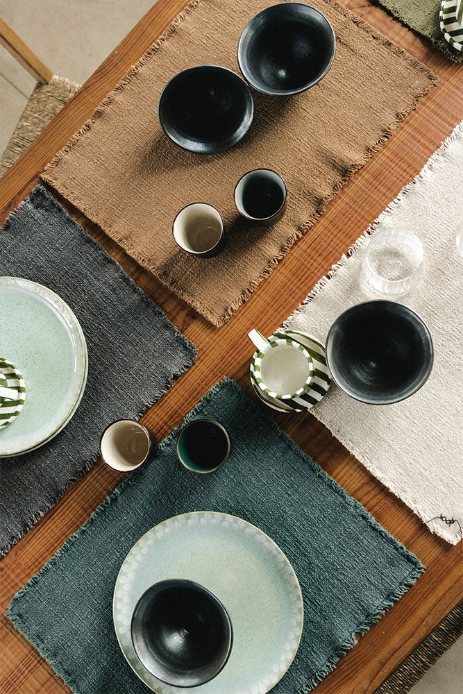Handloom Placemats  Duck green (Set of 4) - Image 2