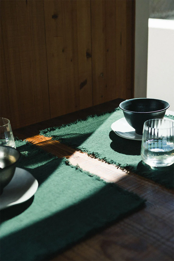 Handloom Placemats  Duck green (Set of 4) - Image 4