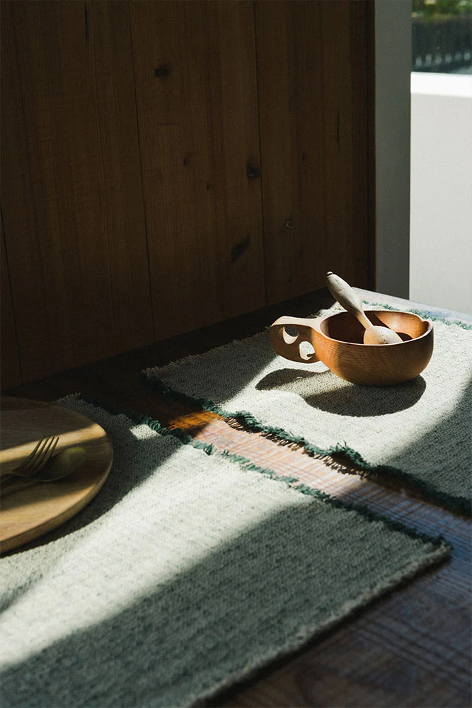 Handloom Placemats Natural and Duck Green (Set of 4) - Image 2