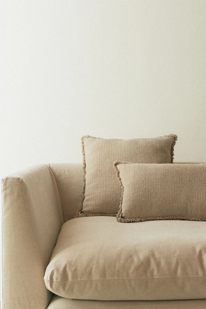 Handloom Square Cushion Beige - Image 2