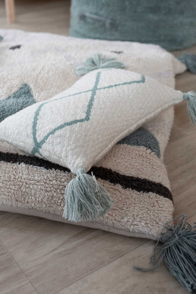 KNITTED CUSHION LITTLE OASIS NATURAL - INDUS BLUE - Image 3