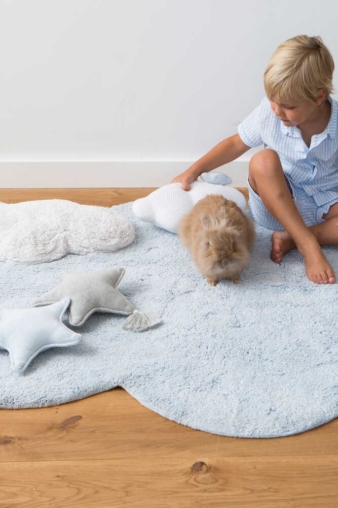 WASHABLE COTTON RUG PUFFY DREAM BLUE - Image 5