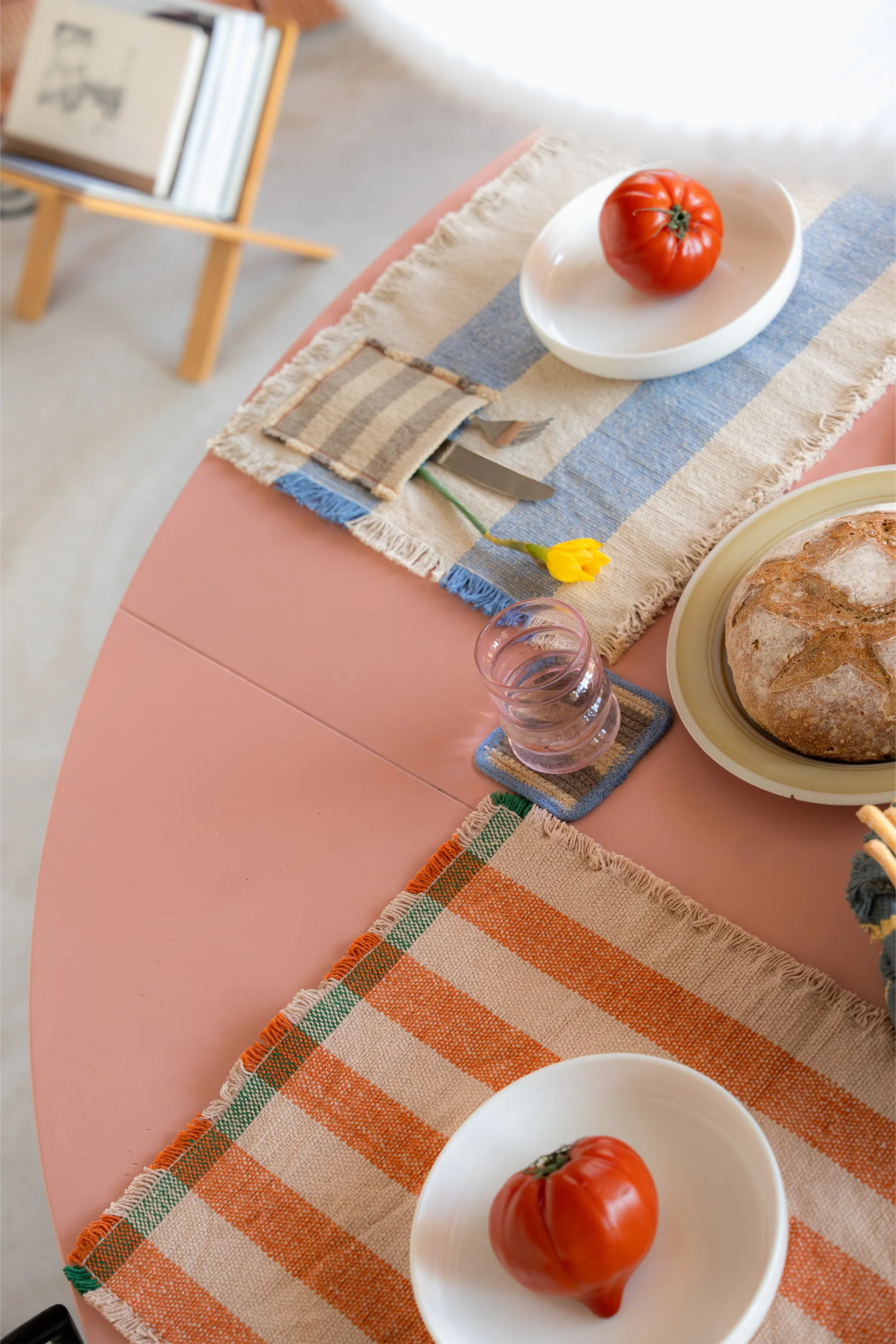 SET OF 2 HANDLOOM PLACEMATS POCKET BLUE  - Image 5