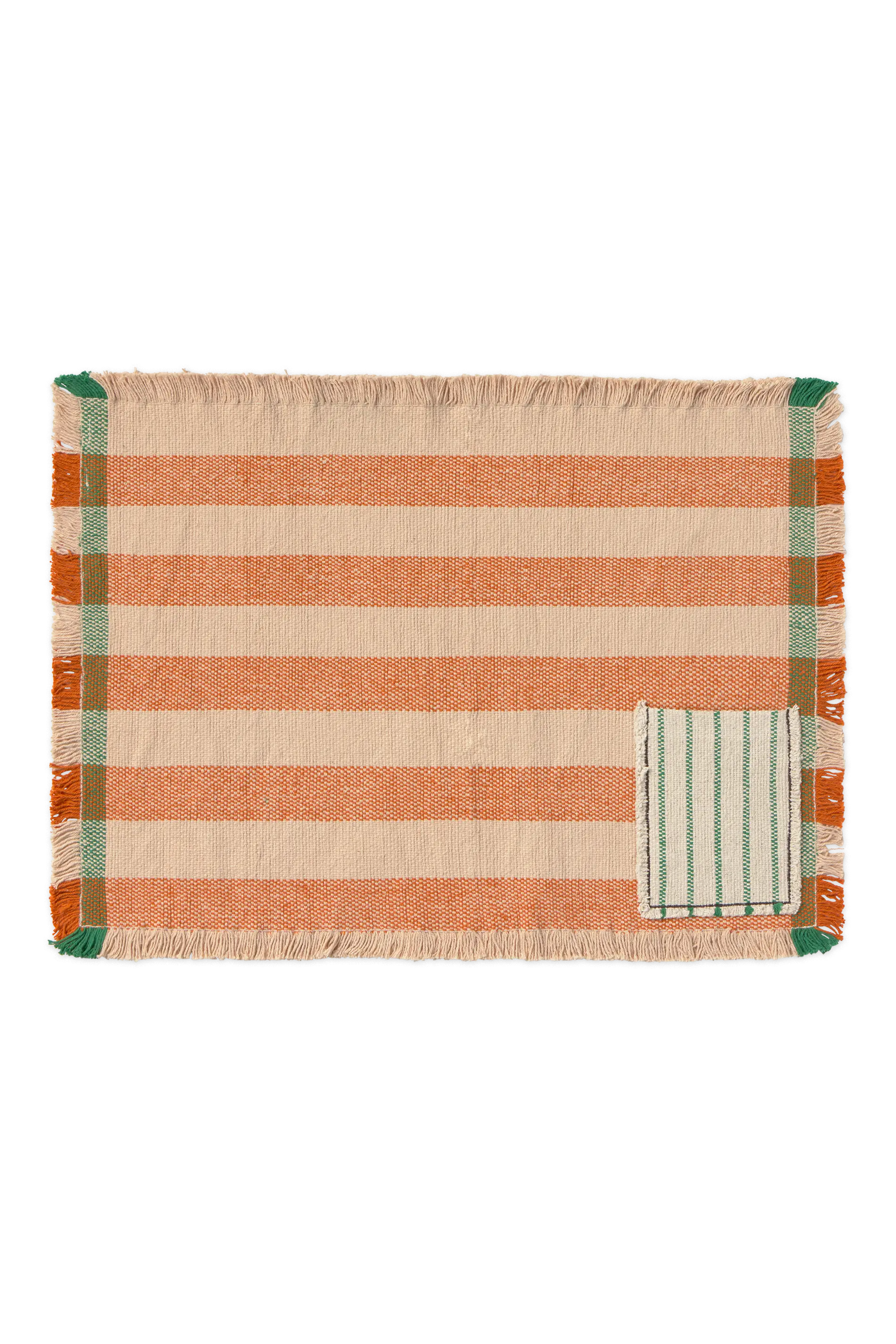 SET OF 2 HANDLOOM PLACEMATS POCKET TERRACOTA - Image 2
