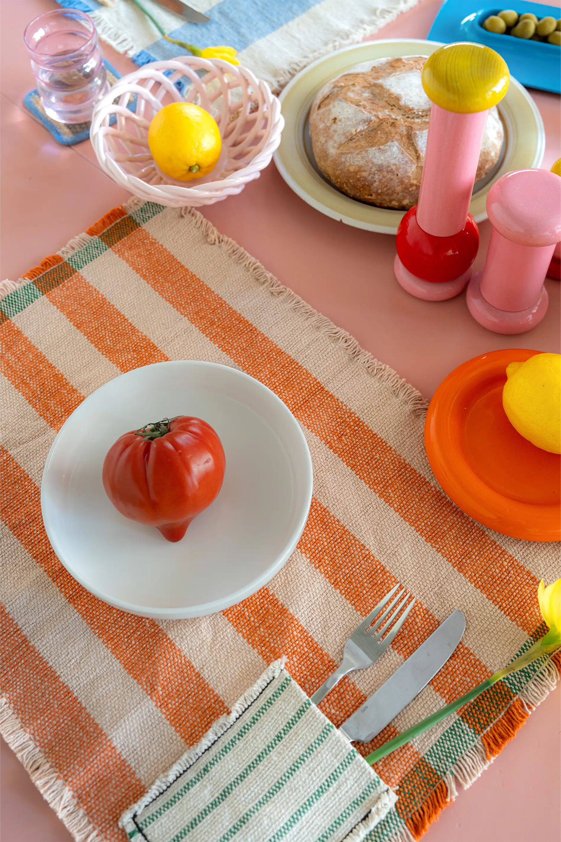 SET OF 2 HANDLOOM PLACEMATS POCKET TERRACOTA - Image 3