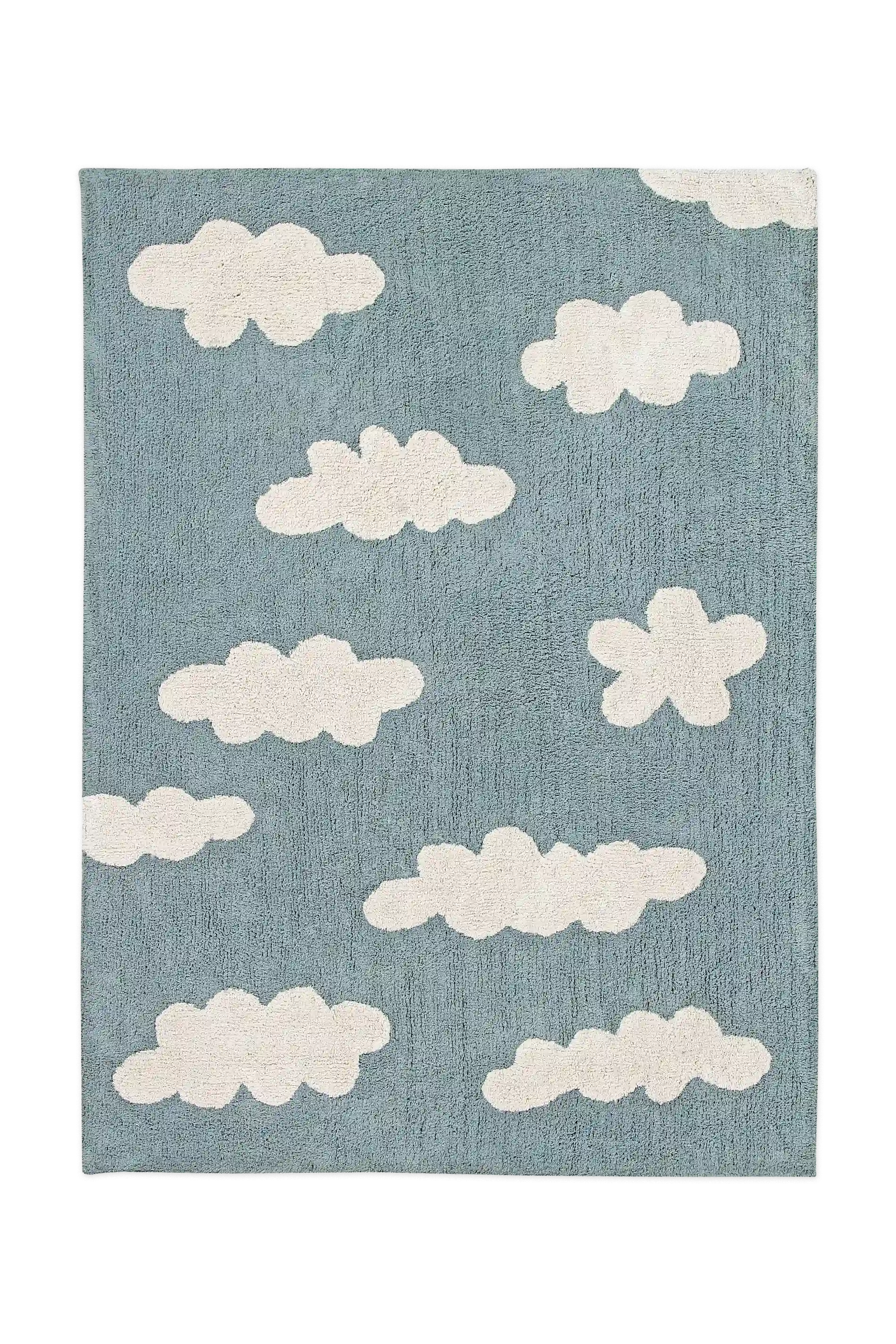 WASHABLE RUG CLOUDS VINTAGE BLUE
