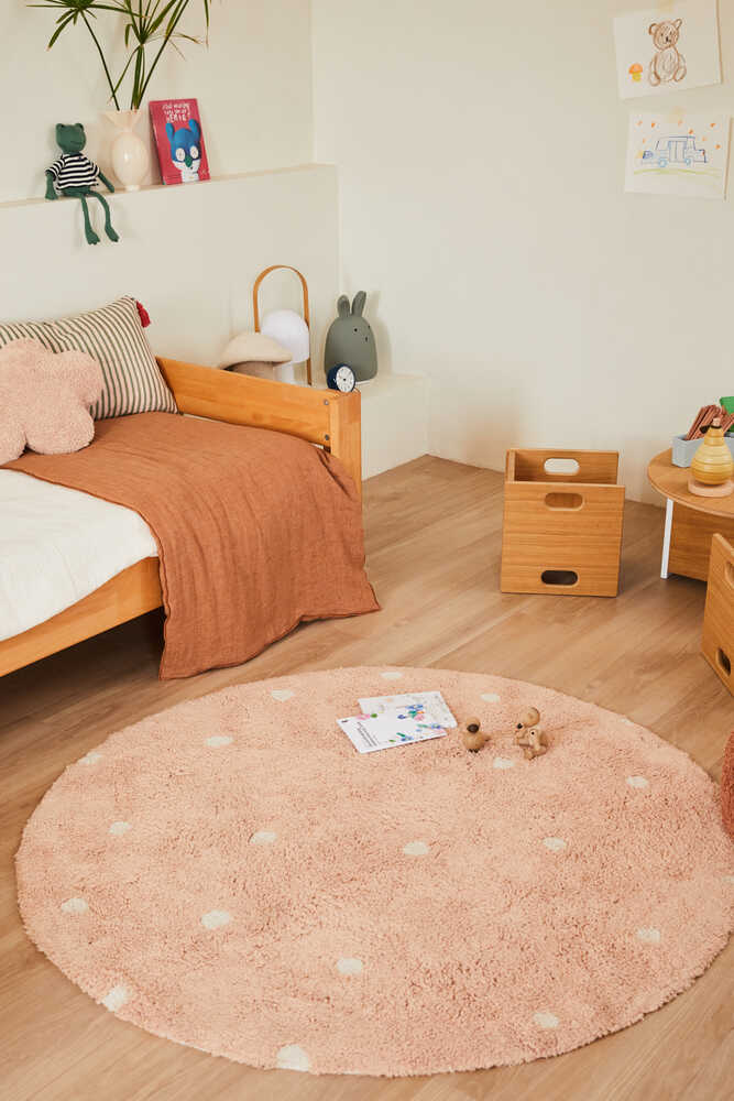 WASHABLE ROUND RUG DOT ROSE - Image 2