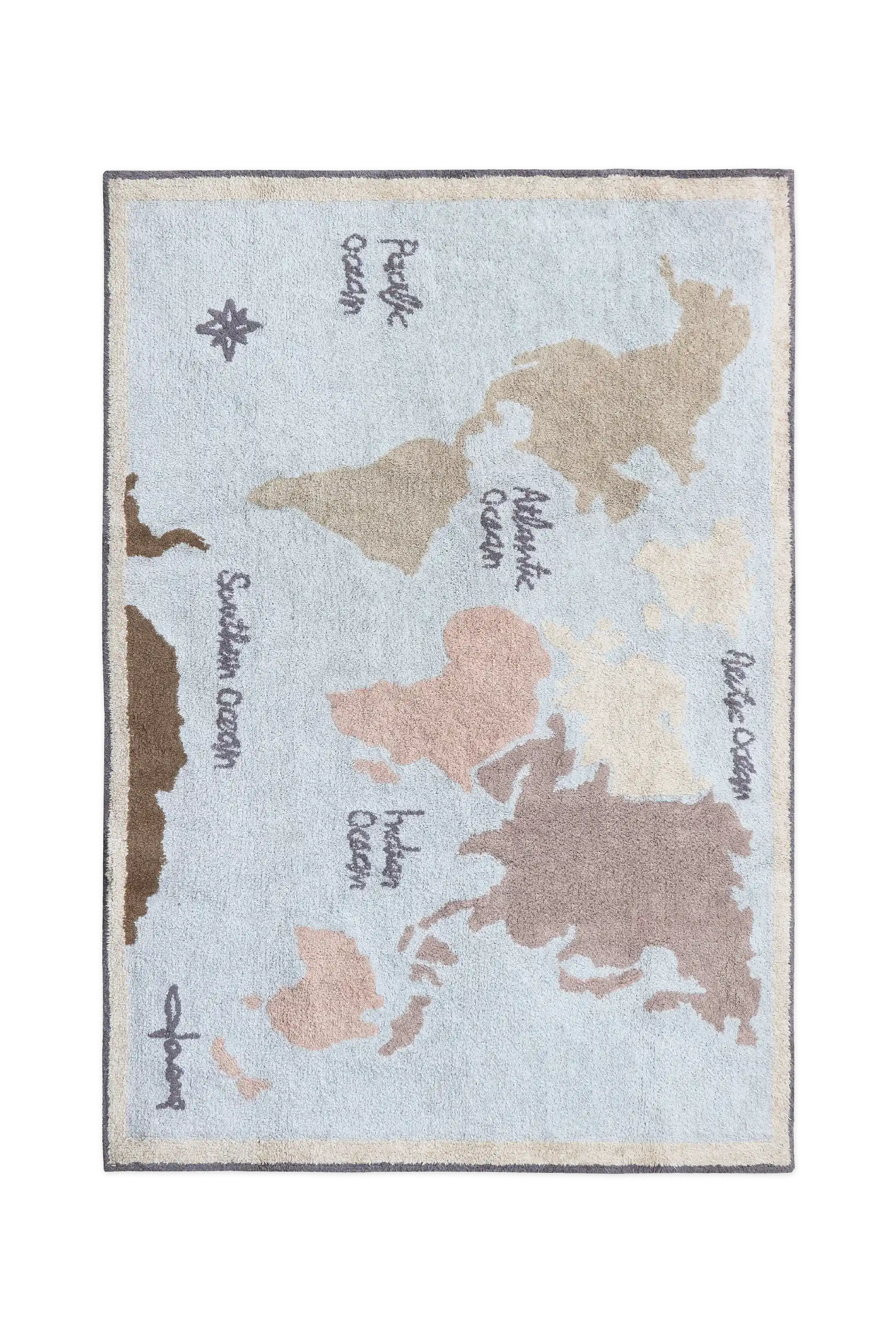 WASHABLE AREA RUG VINTAGE MAP